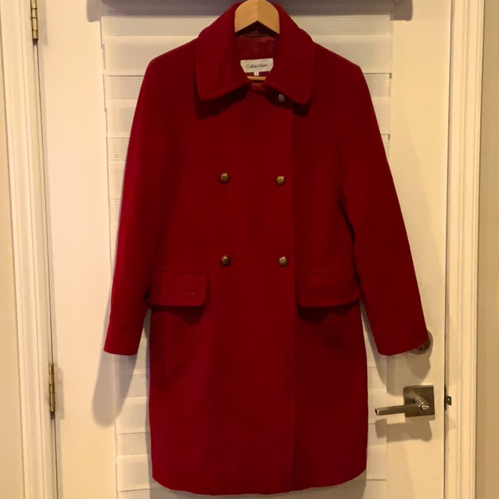 Beautiful  Calvin Klein double breasted long wool coat size 6.